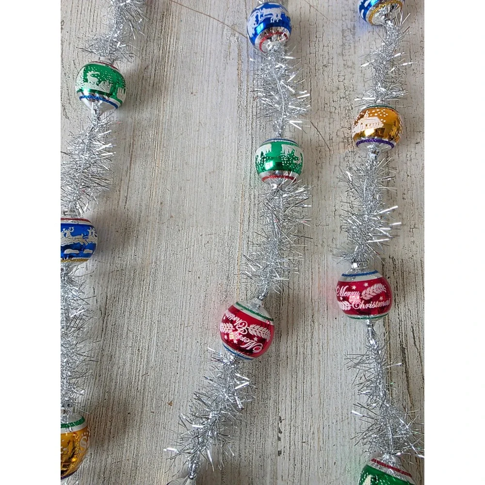 Radko shiny brite 6 ft stencil glass Garland RARE mini Xmas silent night